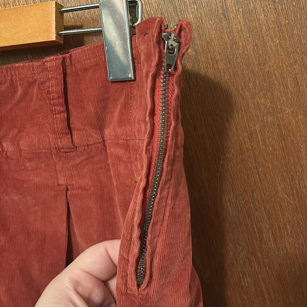 Free People Rust Red Corduroy Pleated Mini Skirt - Picture 5 of 9